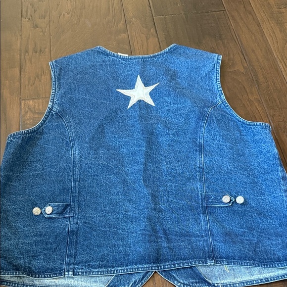 VINTAGE Texas RHYTHM BLUE WOMEN'S BLUE DENIM VEST XL - Picture 8 of 13